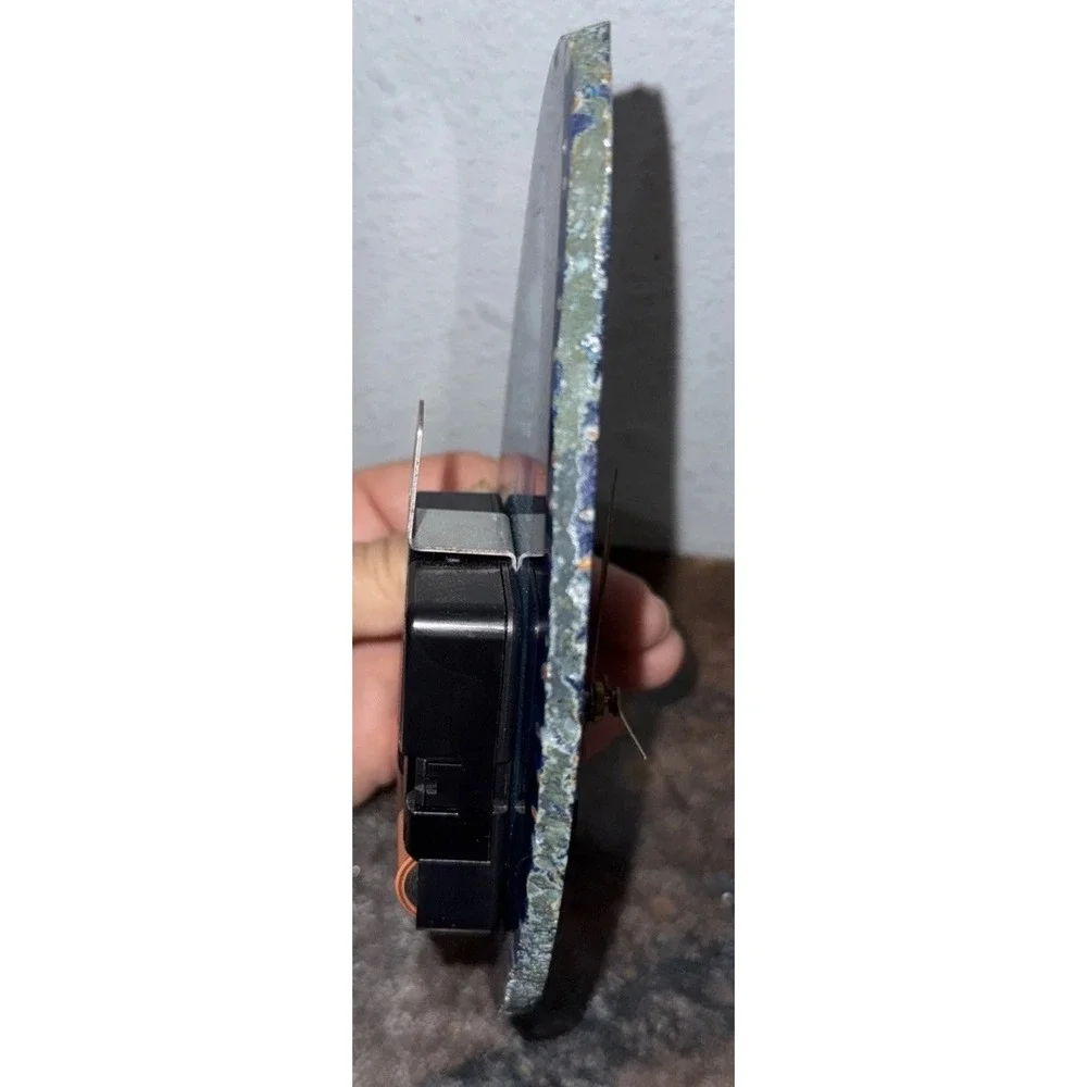 Vintage Blue Agate Slice Mantel Clock Quartz Movement 6
